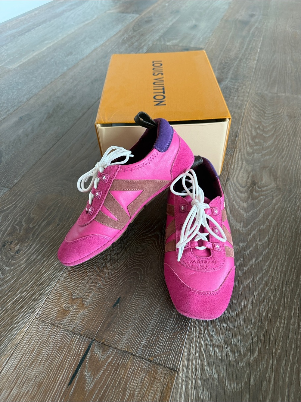 Louis Vuitton Hot Pink Suede & Leather Women's Sneakers